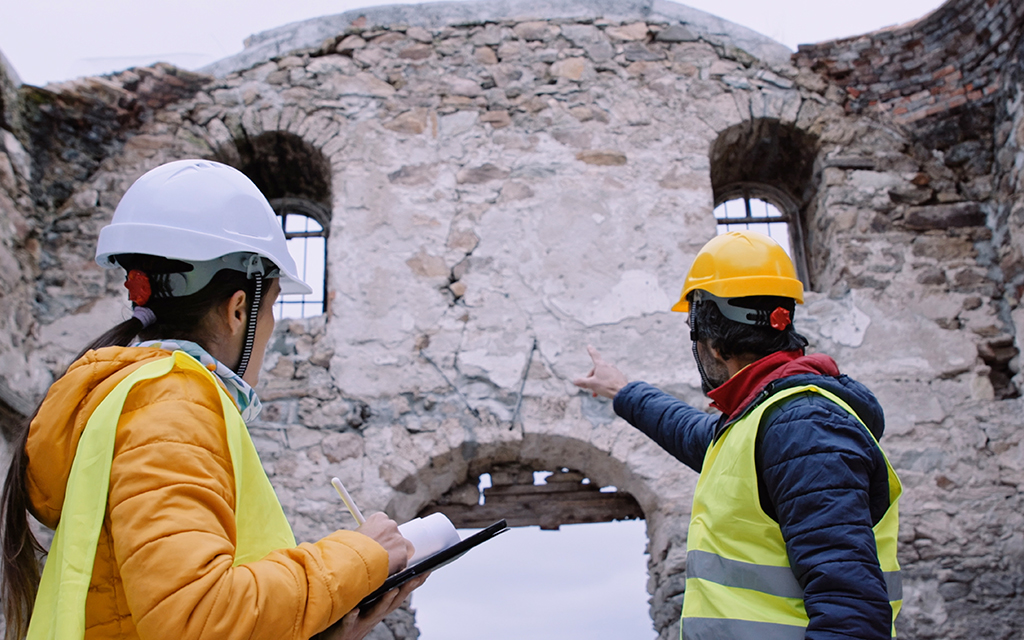 Historic building ruins used as ARGUS cultural heritage monitoring visual
