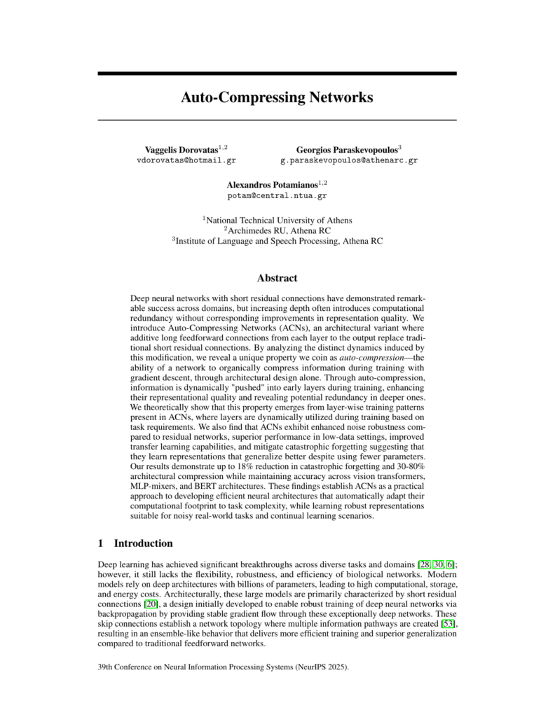 NeurIPS 2025: Auto-Compressing Networks for efficient neural representations
